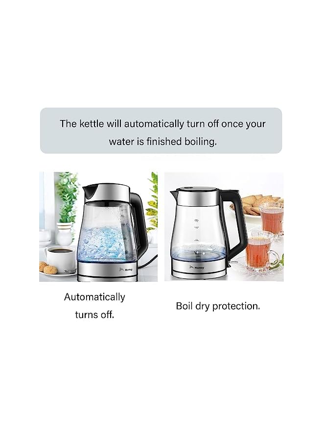 Electric Tea Kettle - Fast Boiling, Easy Cleaning, 1.7L Capacity, Boil Dry Protection, LED Indicator Ring
