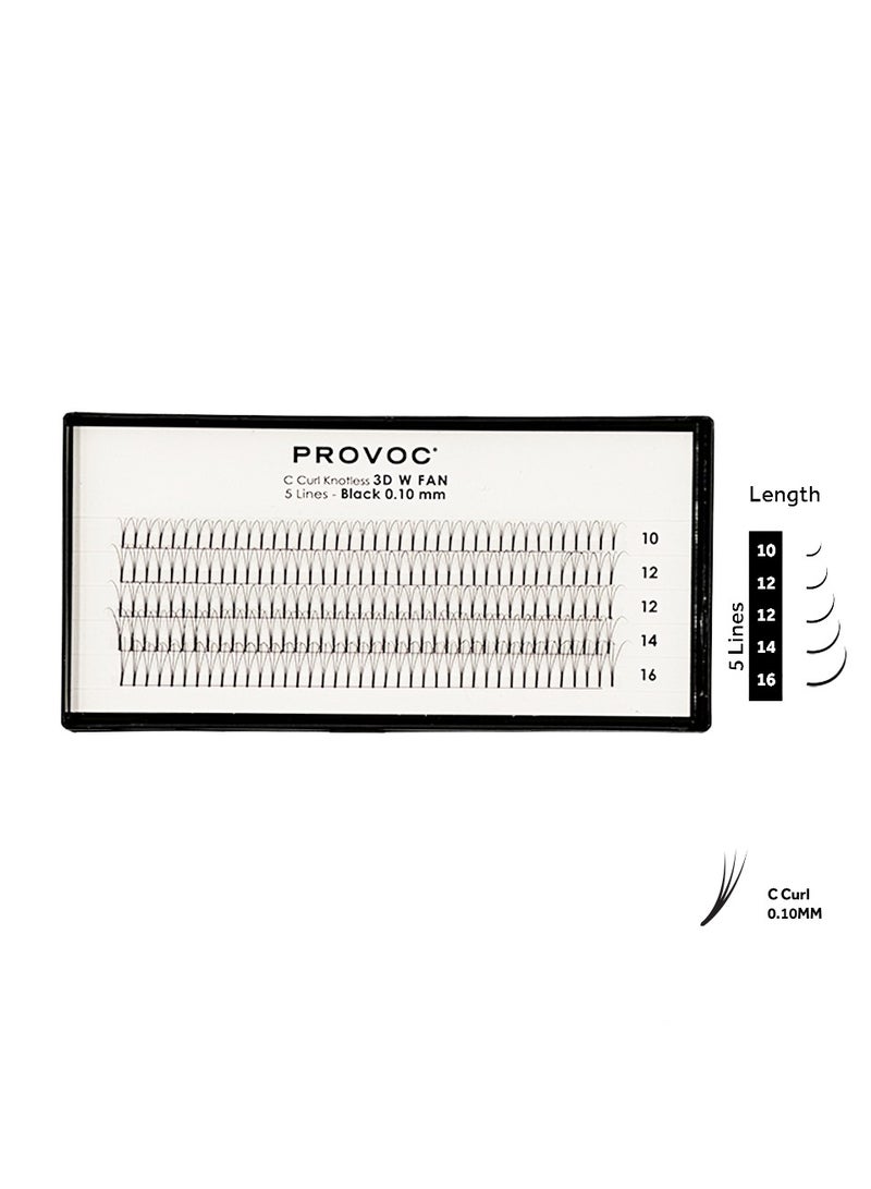 PROVOC 3D W STYLE Lashes Extensions Black 0.10mm (5 Lines)