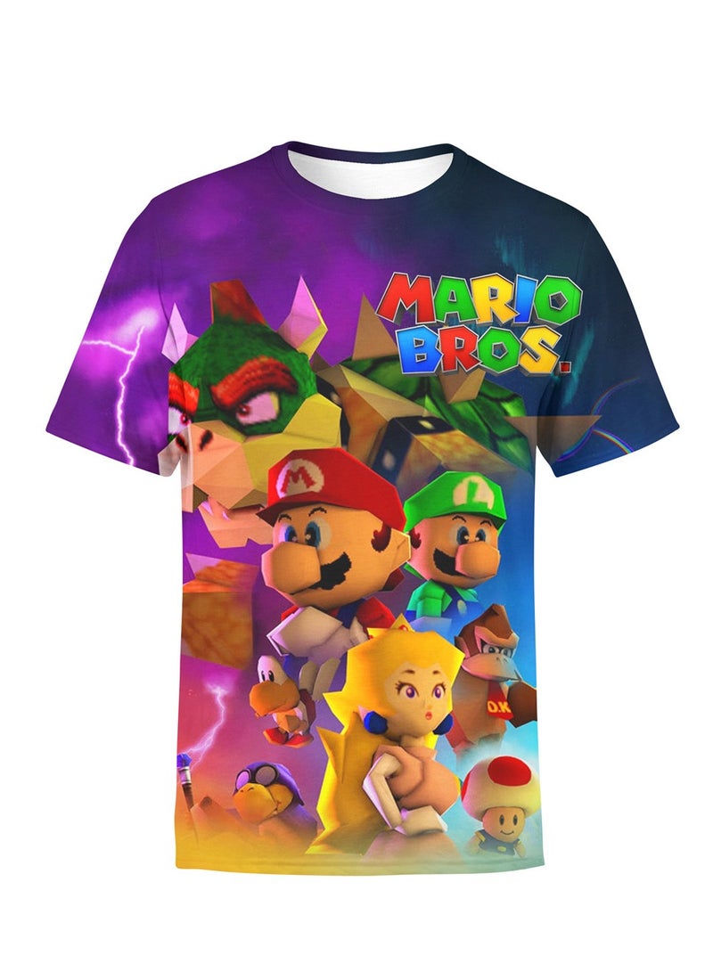Cartoon Super Mario Brothers trendy T-shirt 3D digital printing personalized breathable T-shirt
