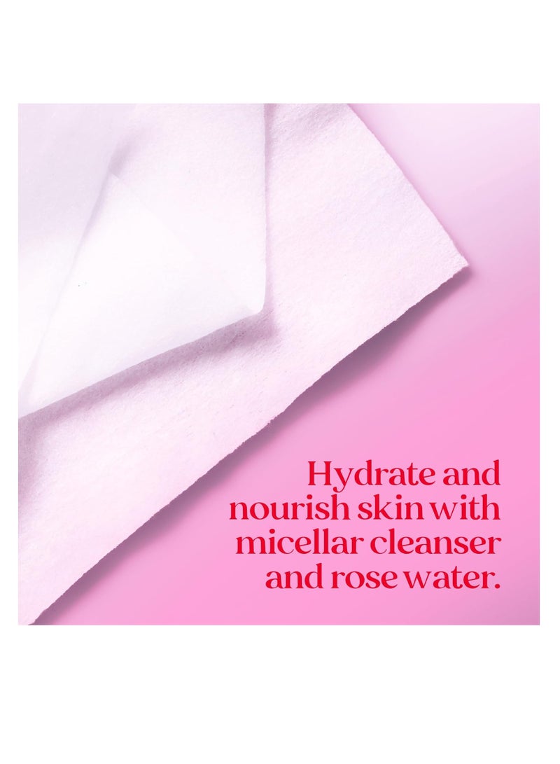 Burt's Bees Rose Water Face Wipes, Mothers Day Gifts for Mom for All Skin Types, Hydrating Micellar Makeup Remover & Facial Cleansing Towelettes, 30 Ct (3-Pack)