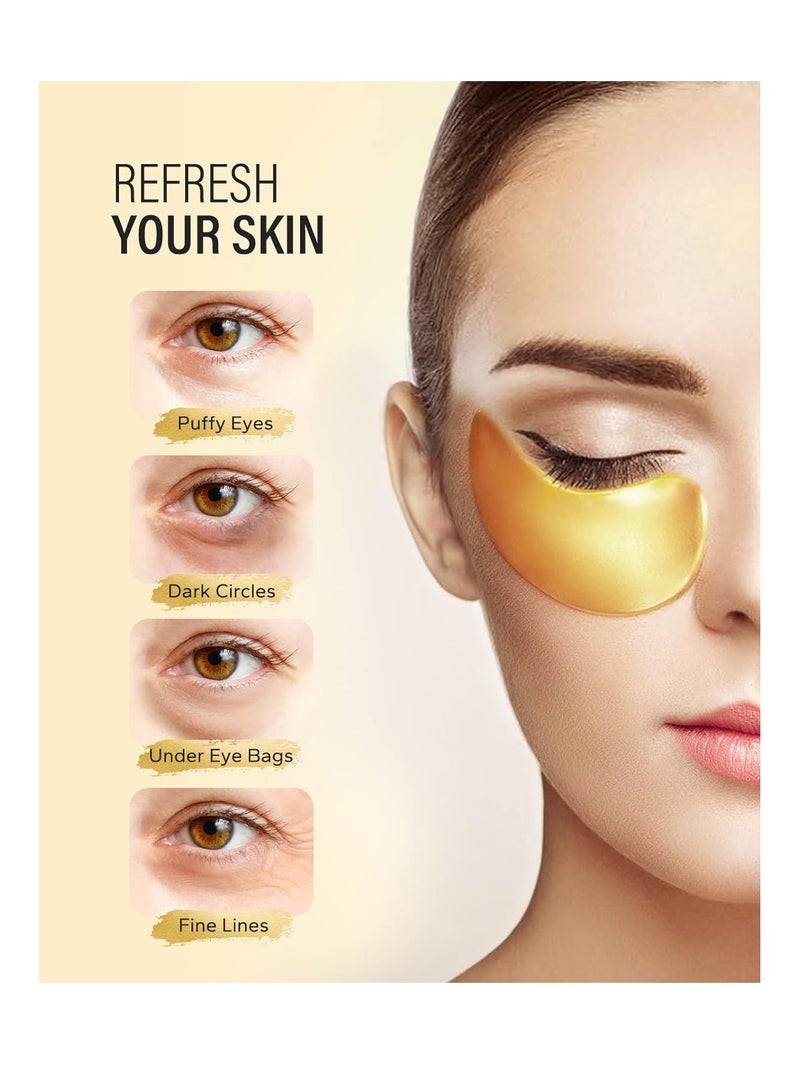 24k Gold Under Eye Patches (15 Pairs), eye mask, Collagen Skin Care Products, Eye Patches for Puffy Eyes, eye masks for dark circles and puffiness