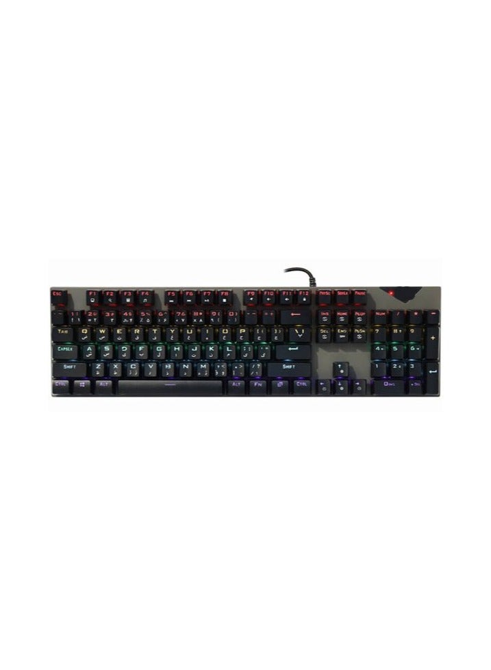 HXSJ Arabic/English language mechanical keyboard 104 keys green axis 20 kinds of light colorful keyboard.