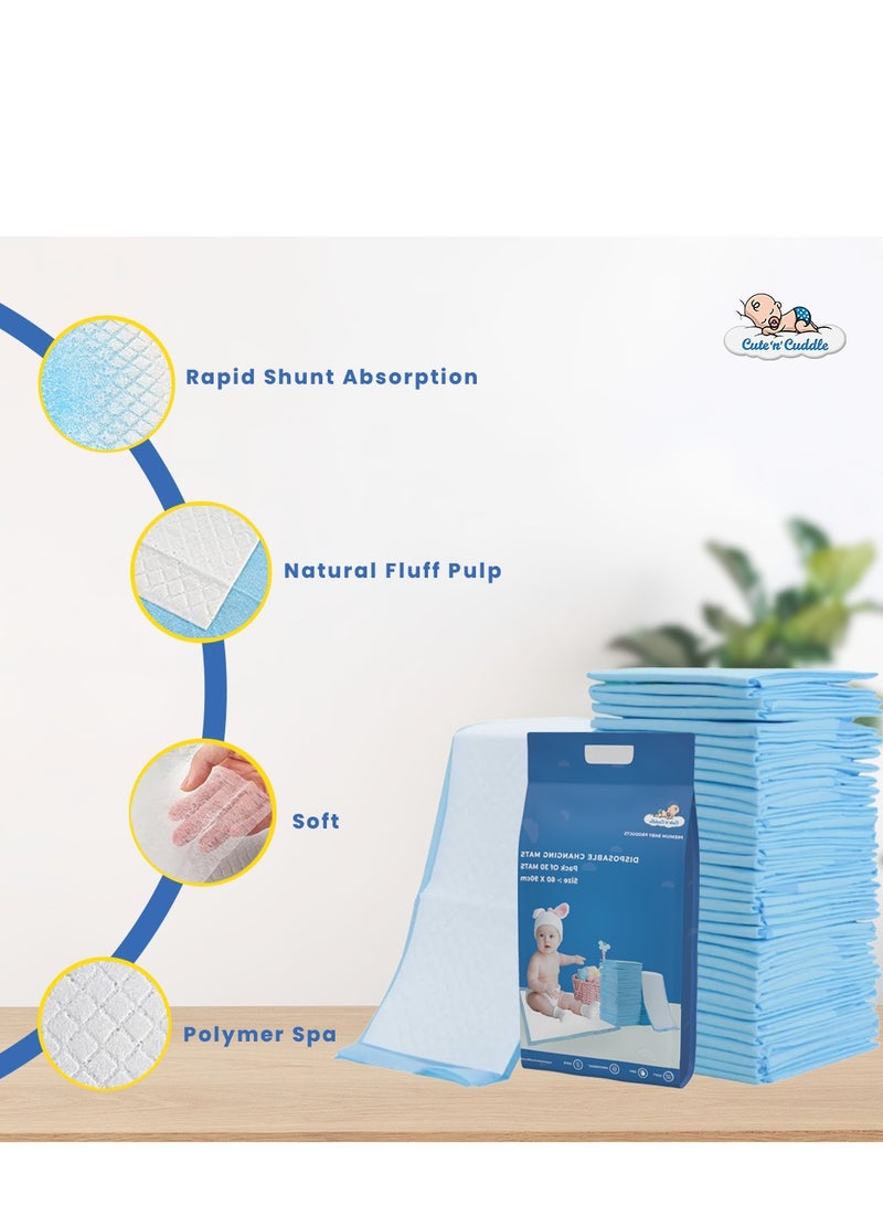 Disposable Changing pads (Pack Of 60) for Baby 60 cm X 90 cm Soft Ultra Absorbent Waterproof Diaper Mess-Free Changing Mat Liners Baby Changing Mat Cover Bed Pads