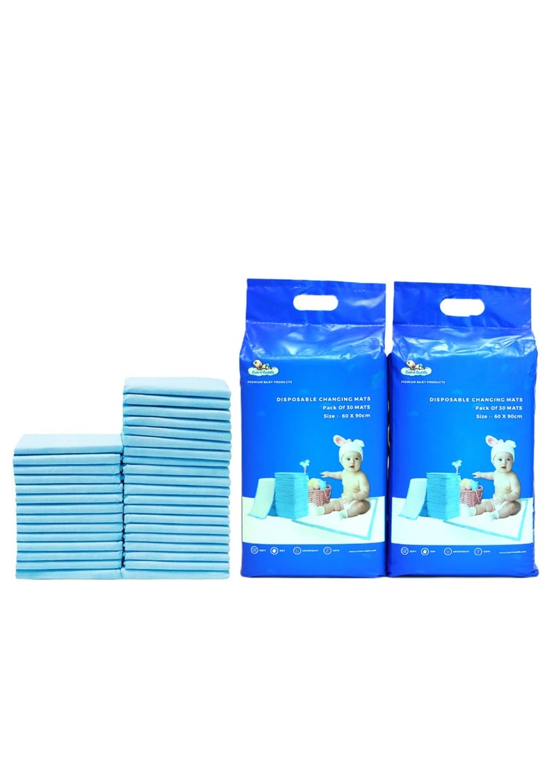 Disposable Changing pads (Pack Of 60) for Baby 60 cm X 90 cm Soft Ultra Absorbent Waterproof Diaper Mess-Free Changing Mat Liners Baby Changing Mat Cover Bed Pads