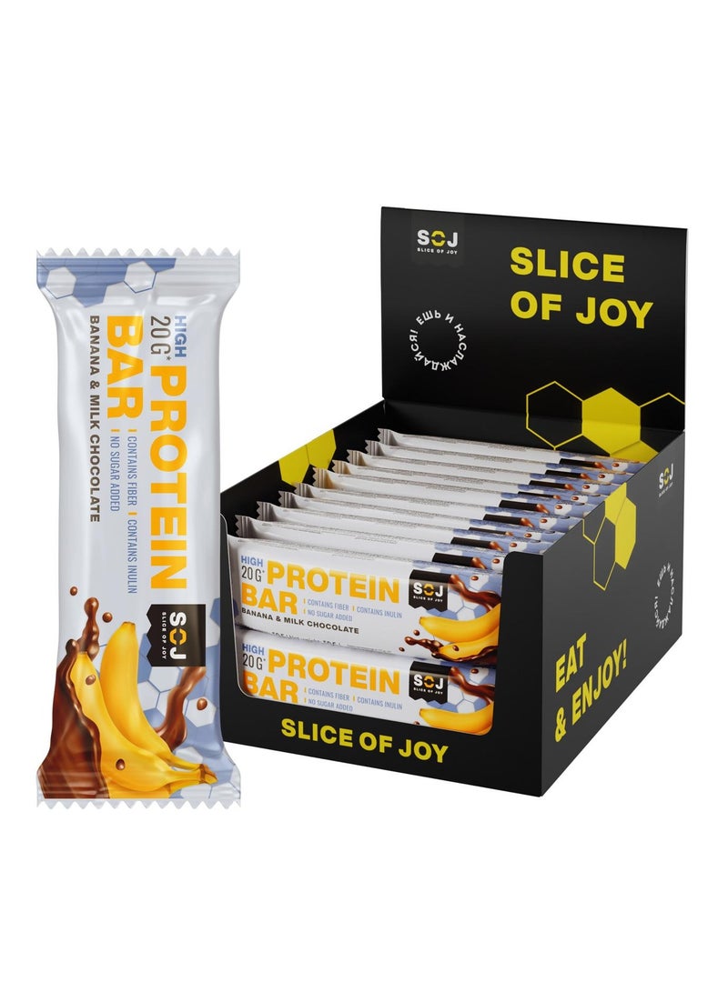 High Protein Bar Banana Flavored Coated in Milk Chocolate no sugar added Pack of 20X50g