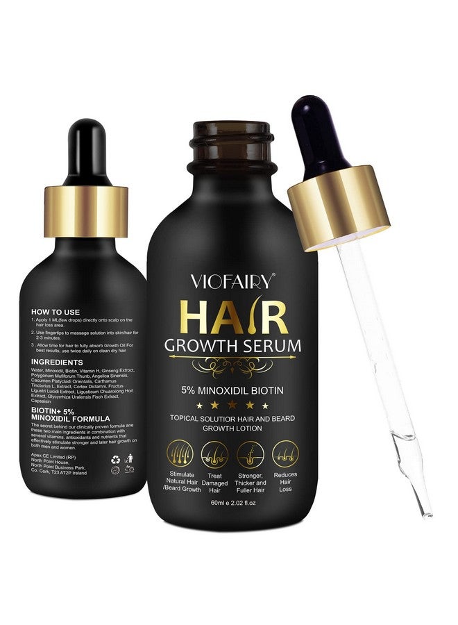 5% Minoxidil For Men And Women Hair Growth Serum Biotin Hair Growth Oil Hair Regrowth Treatment For Scalp Hair Loss Hair Thinning Natural Hair Growth For Thicker Longer Fuller Healthier Hair 2.02 Oz