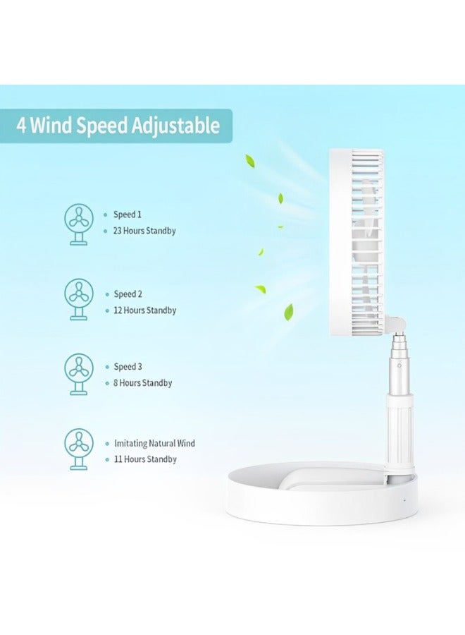 Portable Telescopic Desk & Table Fan | 7200mAh Rechargeable Battery, 4 Speeds, Adjustable Height | Rechargeable Fan For Home & Outdoor Use