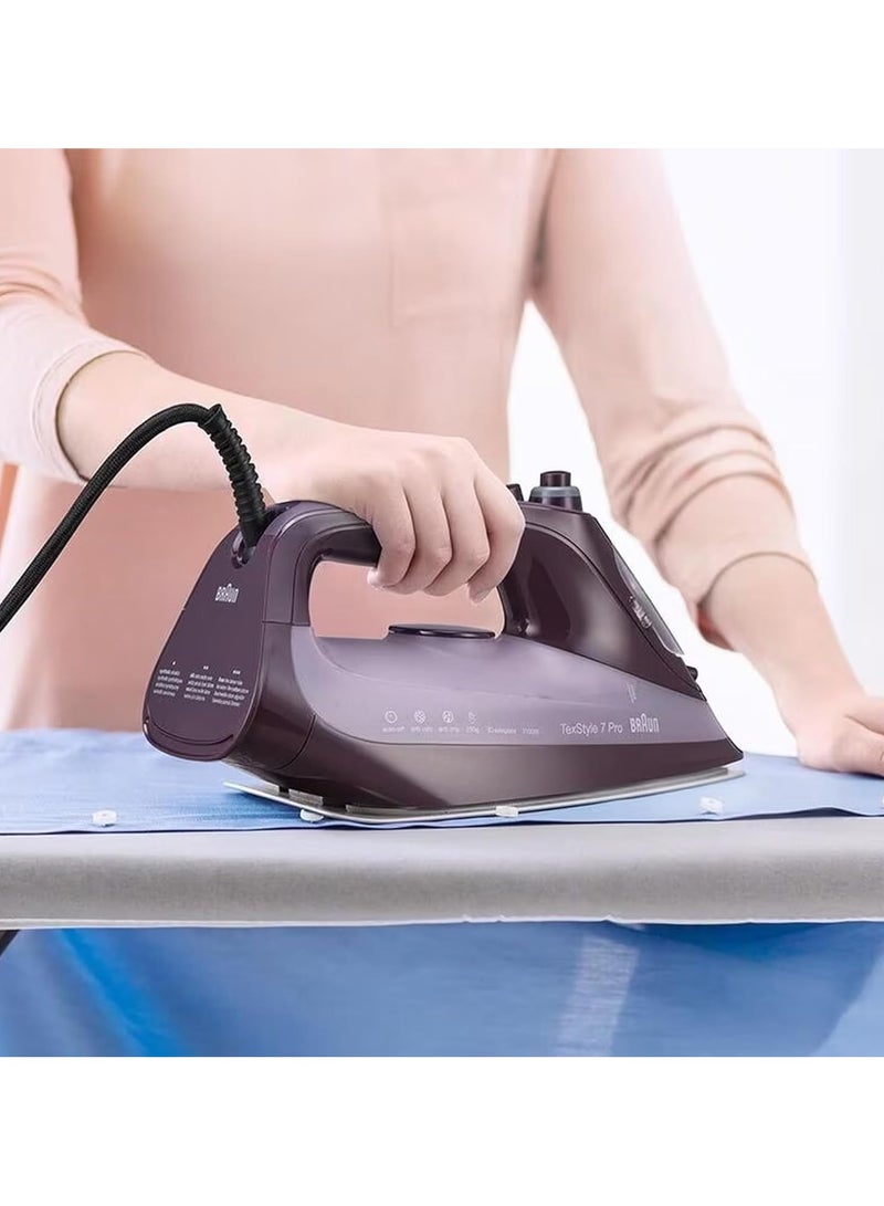 TextStyle 7 Pro Steam Iron, first 3D BackGlide soleplate, 300ml Tank, Auto Shut off, Precision Tip, Anti-Drip Iron 300 ml 3100 W SI 7181 VI Violet