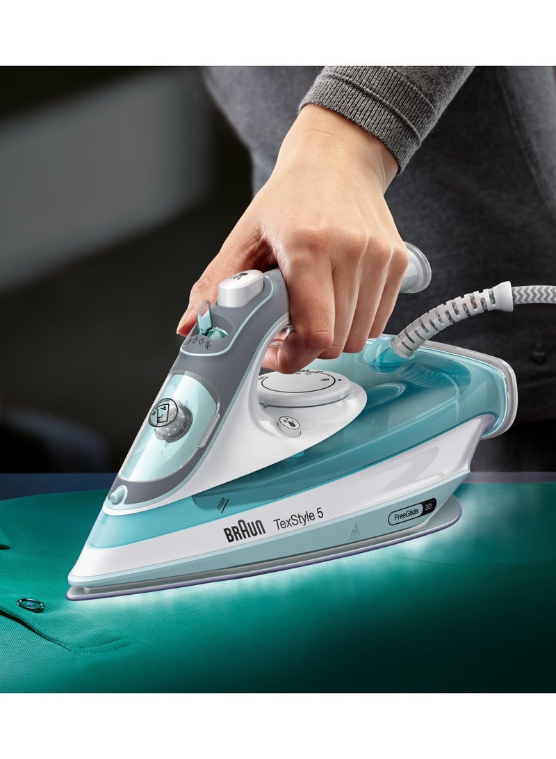 TexStyle 5 Steam Iron, FreeGlide 3D Technology, SuperCeramic Coating, Precision Tip, Anti-Drip, Water Capacity 300 ml 2700 W SI 5017 GR Green