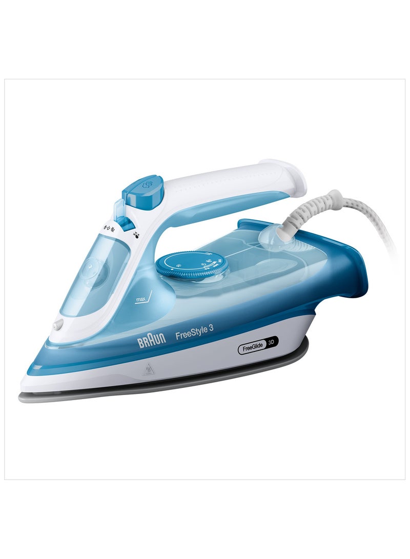 FreeStyle 3 Steam Iron with 3D FreeGlide Technology, SuperCeramic Sole, Ultimate FastClean, Automatic Shut-Off, Tank 270 ml 2400 W FI 3144 BL ‎Blue