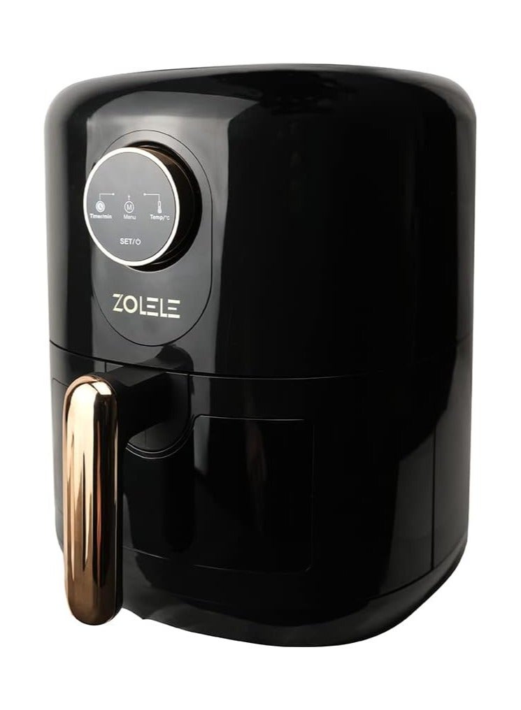Zolele ZA004 Electric Air Fryer 4.5L Capacity Non-Stick Coating Frying Basket Knob Control Temperature 80-200 Degree Celsius 4D Hot Air Circulation Pull Pan Automatic Power Off s1400W Power - Black