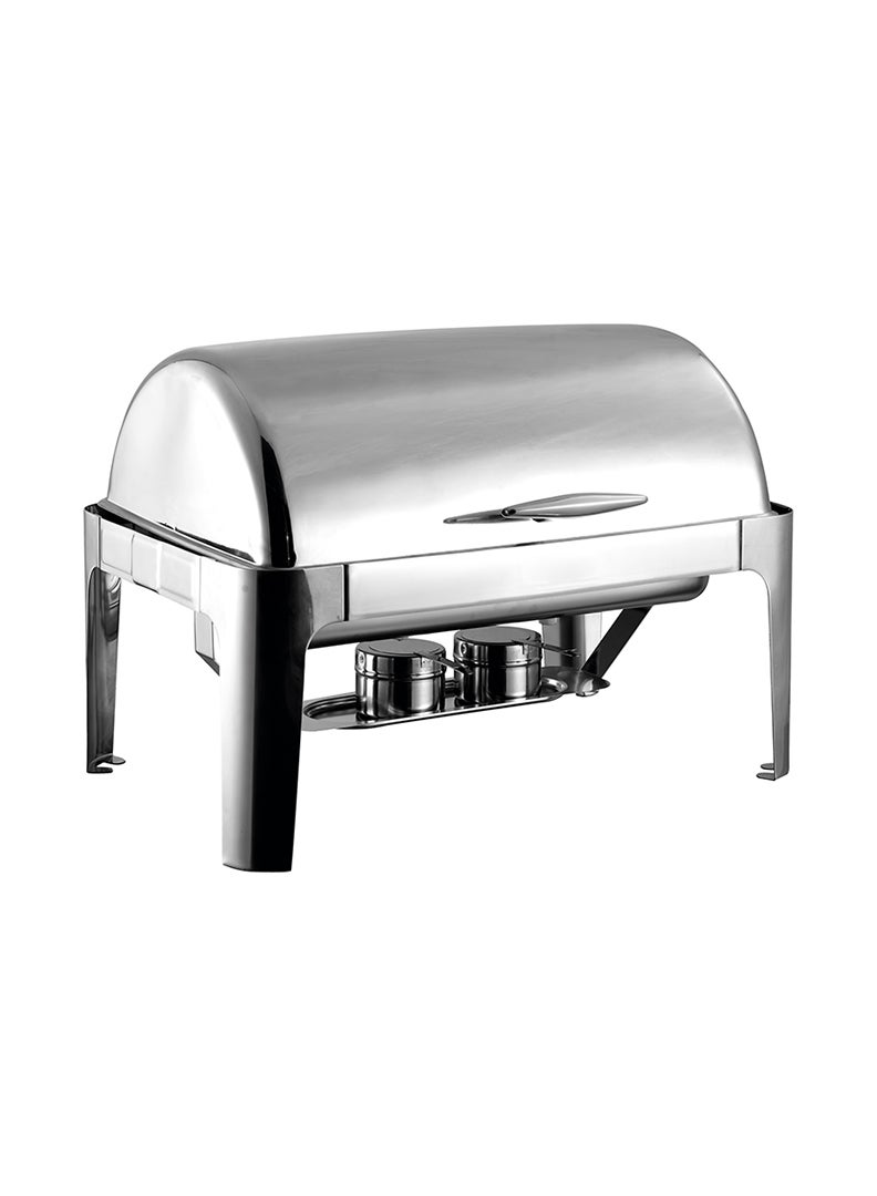 Stainless Steel Full-Size Roll Top Chafer - Rectangle Food Warmer, 9 Liters