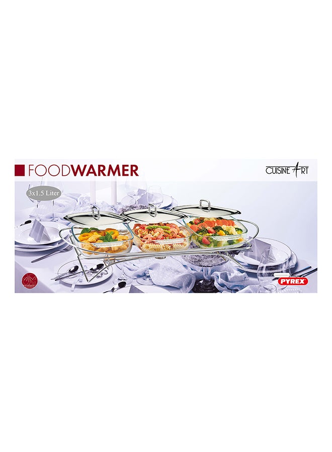 Cuisine Art Abra Stainless Steel Food Warmer - 3 x 1.5-Liter Capacity - Triple Compact Food Warming Convenience
