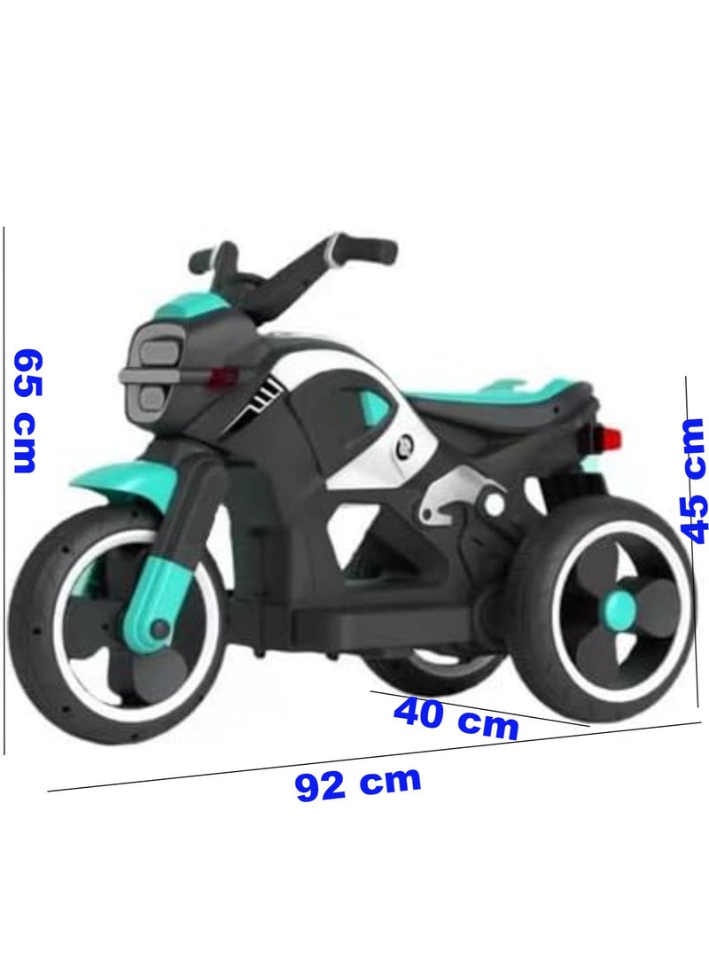 Electric Motorcycle for Kids Children's Ride-on Toy Tricycle with Music and Lights Three Wheels Motorbike Green
