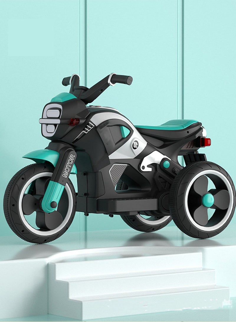 Electric Motorcycle for Kids Children's Ride-on Toy Tricycle with Music and Lights Three Wheels Motorbike Green