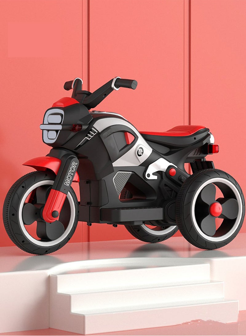 Electric Motorcycle for Kids Children's Ride-on Toy Tricycle with Music and Lights Three Wheels Motorbike Red