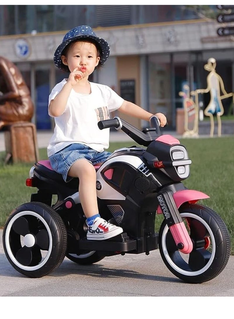 Electric Motorcycle for Kids Children's Ride-on Toy Tricycle with Music and Lights Three Wheels Motorbike Red