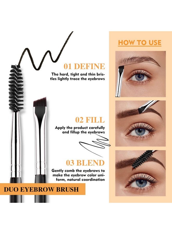 Duo Eyebrow Brushprofessional Angled Eye Brow Brush And Spoolie Brush