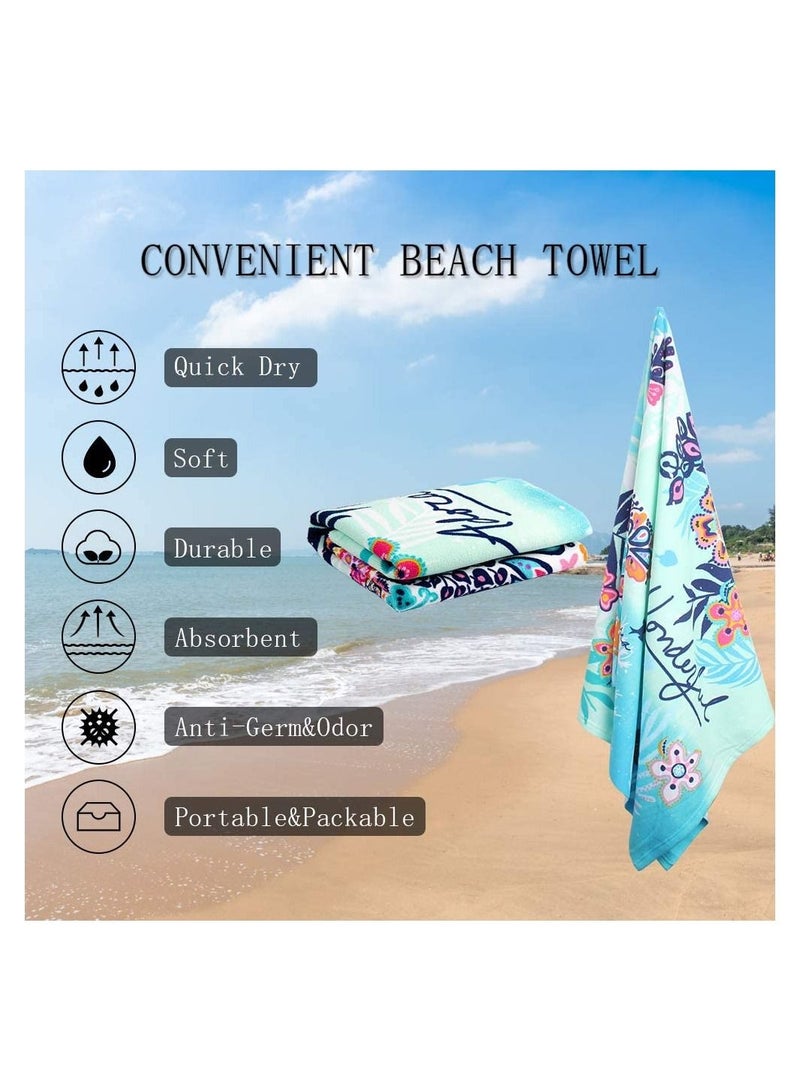 Beach Towel Oversized Microfiber Beach Towels for Travel Quick Dry Towel for Swimmers Sand Proof Beach Towels for Women Men Girls Cool Pool Towels Beach Accessories Super Absorbent Towel 75*150cm
