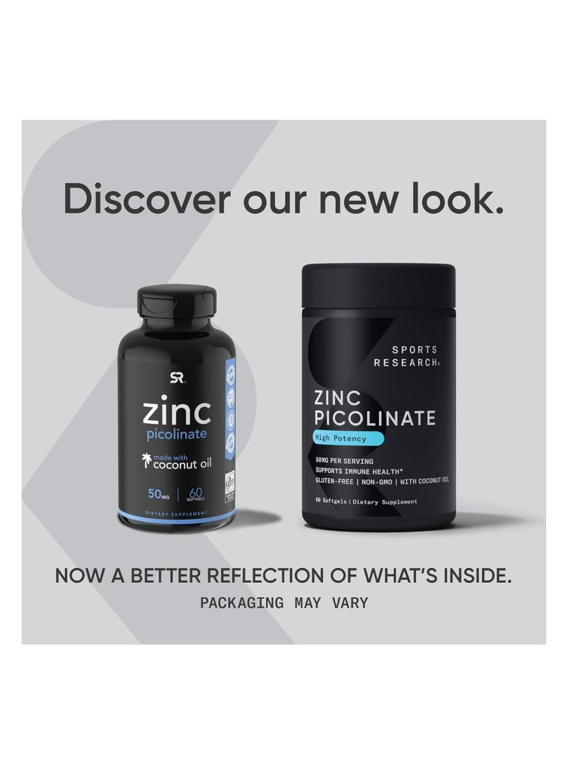 SR Zinc Picolinate with Organic Coconut Oil 50mg 60 softgels