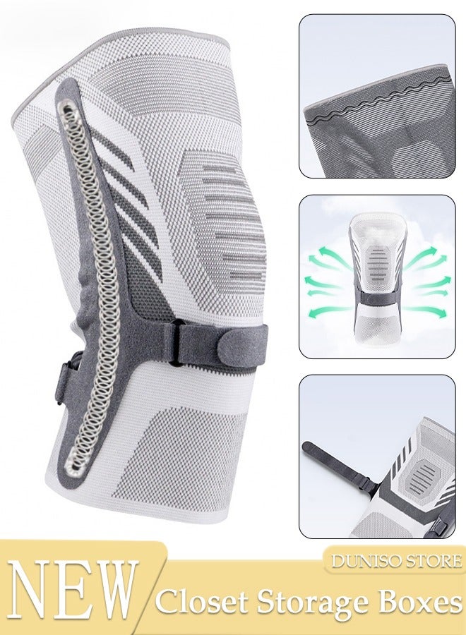 1 Piece Knee Pad Knee Brace with Side Stabilizers for Men and Women,  Adjustable Compression Knee Support Braces for Sports Knee Pain Meniscus Tear ACL MCL Arthritis Joint Pain Relief Injury Recovery