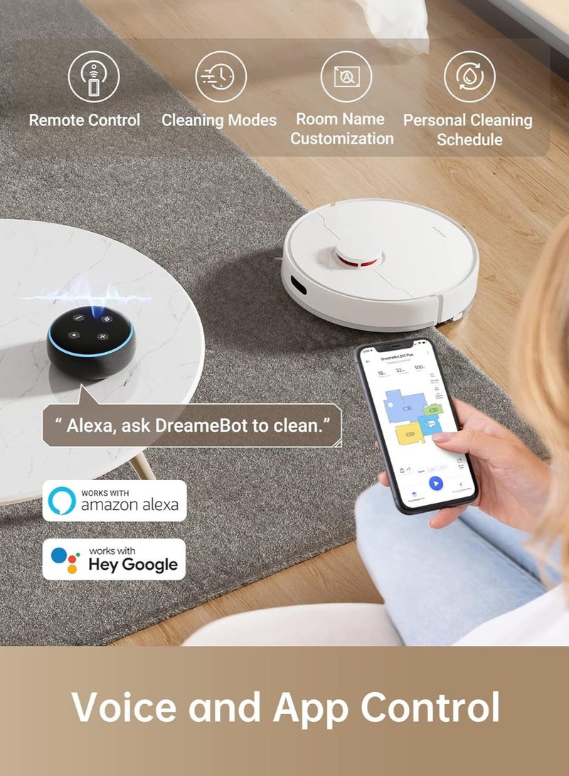 Robot Vacuum Cleaner and Mop with 2.5L Self Emptying Station D10 Plus,LiDAR Navigation,Obstacle Detection,Editable Map,4000Pa,Hard Floor-Carpet,170m Runtime,WiFi/APP/Alexa