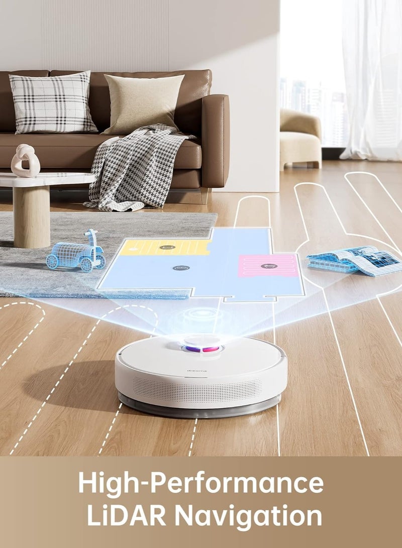 Robot Vacuum Cleaner and Mop with 2.5L Self Emptying Station D10 Plus,LiDAR Navigation,Obstacle Detection,Editable Map,4000Pa,Hard Floor-Carpet,170m Runtime,WiFi/APP/Alexa