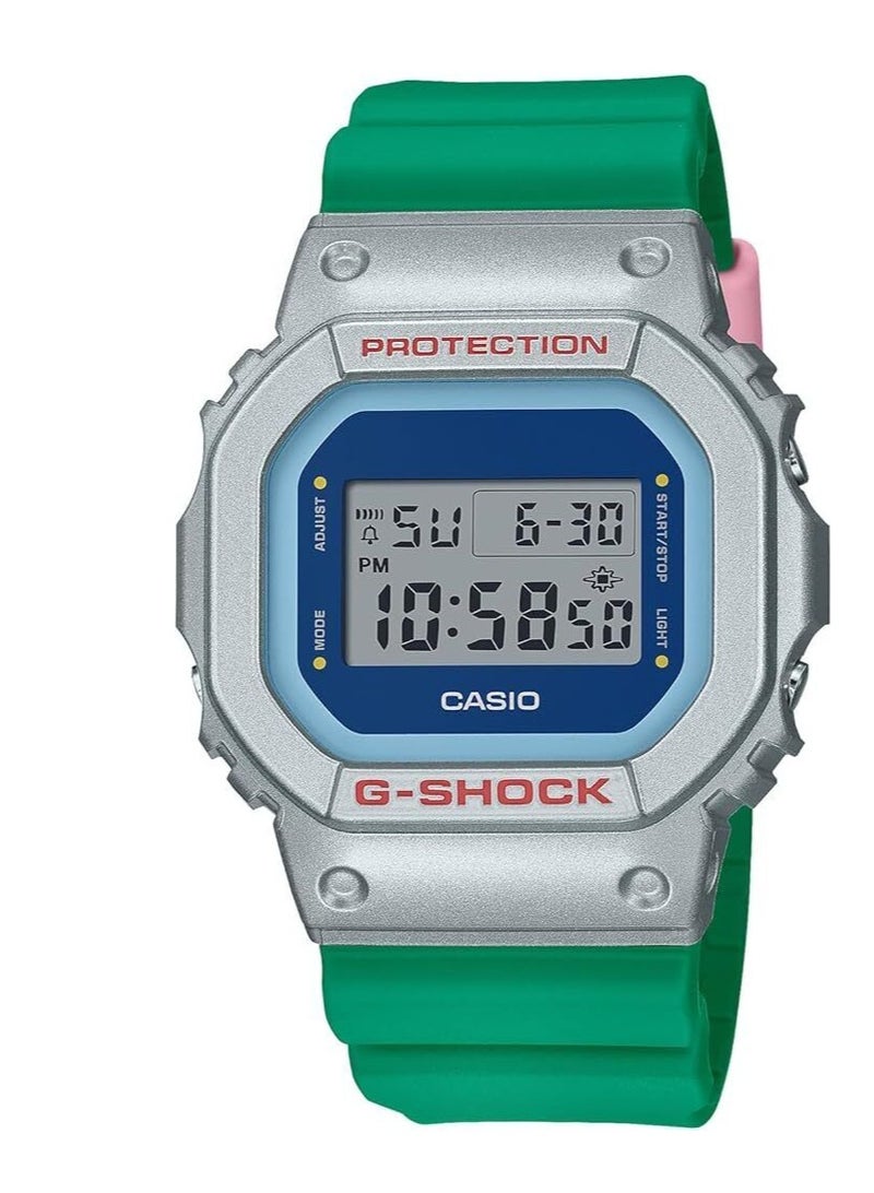 G-Shock Digital Green Resin Strap Unisex Watch DW-5600EU-8A3DR