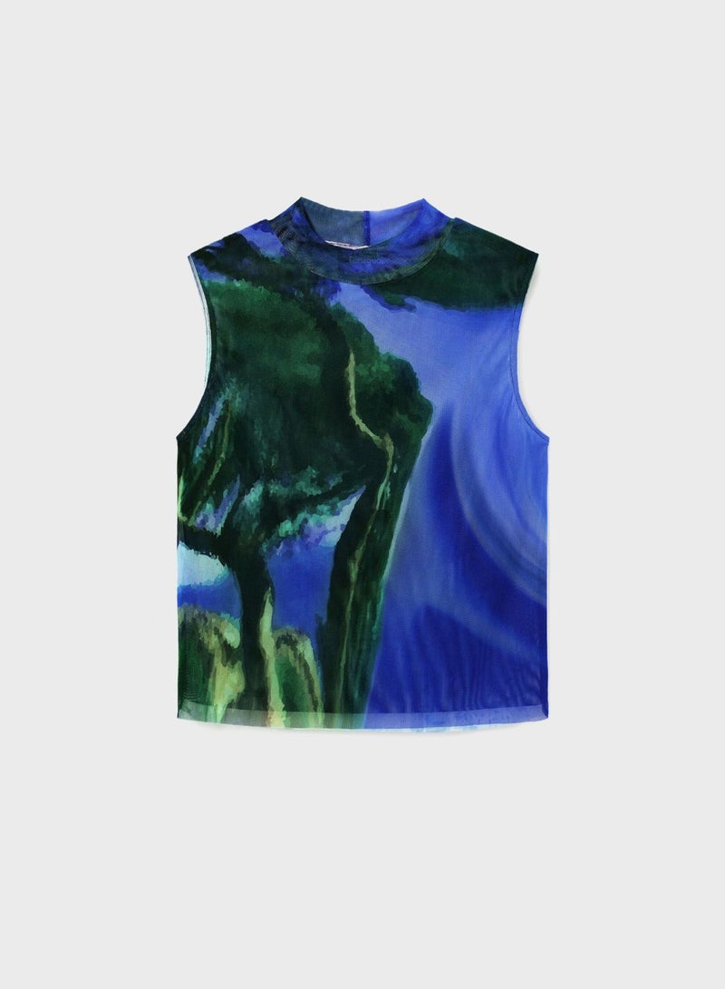 Christian Lacroix Tulle Landscape Sleeveless T-Shirt