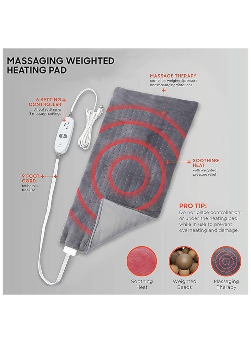 Weighted Electric Heated Blanket Mattress Neck Back Shoulder Hip Waist Lumbar Tummy Ankle Massage Therapy Heating Pad Massager for Muscles Whole Body Pain Relief and Relaxation