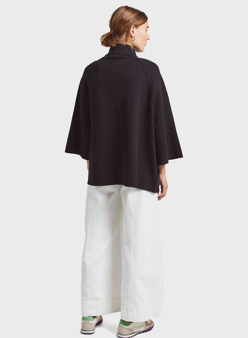 Buttoned Neck Poncho