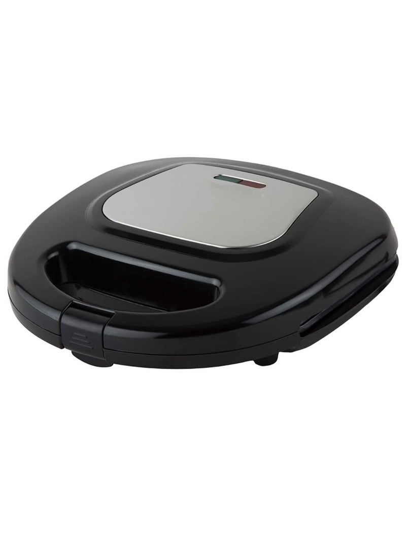 2 Slice Sandwich Maker With Non Stick Grill Plates  Overheating Protection, Power On & Off With Ready Indicator Ready to Cook Perfect For Breakfast 750 W Black and Silver