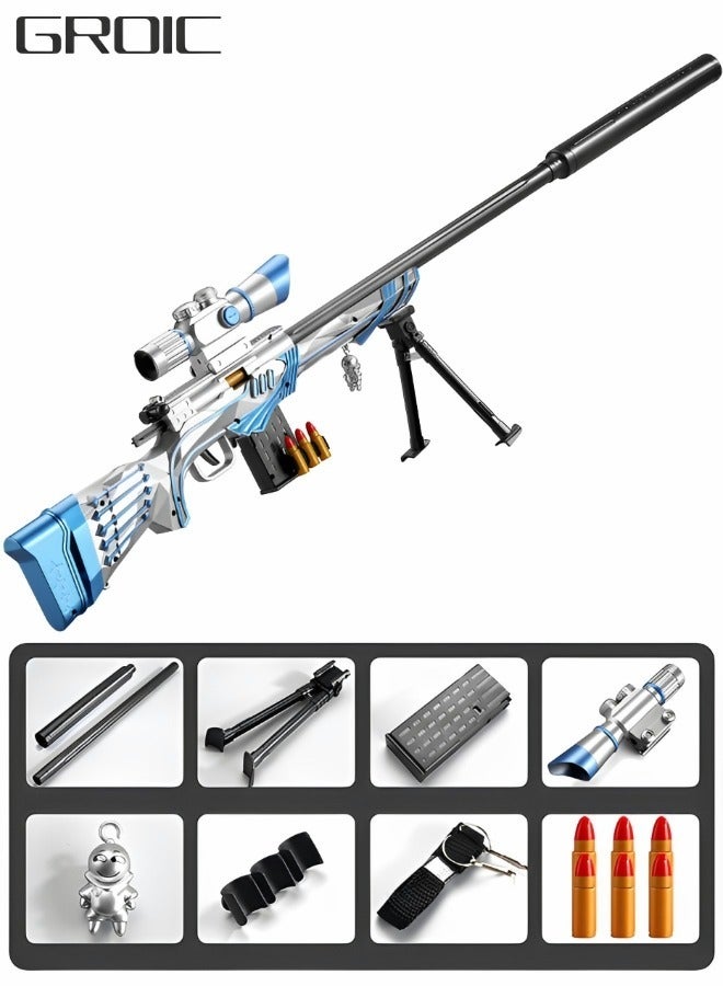 Toy Gun for Sniper Rifle, M24 Shell Throwing Soft Bullet Gun with 8x Mirror, Soft Bullet, DIY Sniper Gun, Manual Soft Bullet Children's Toy Gun, Outdoor Games Toys