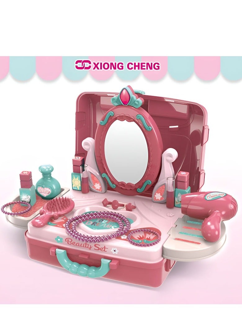 3 in 1 Pretend Beauty Dresser Vanity Makeup Play Set for Girls