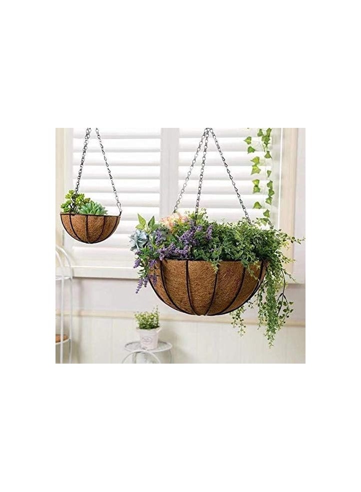 10 Inch Hanging Planter Basket with Coconut Liner Wire Plant Holder Flower Baskets Pot Hanger Home Garden Decoration for Indoor Outdoor, 2 Pack