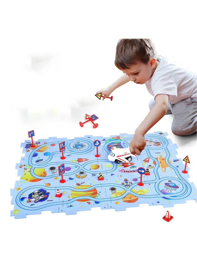 New Plastic Puzzles for Kids Ages 3-5 with A Cute Vehicle, Toddler Puzzles Gift, Critical Thinking Educational Toys, Toys for 3 4 5 6 Year Old Boys Girls, Fun Race Car Track Montessori Toys for Kids