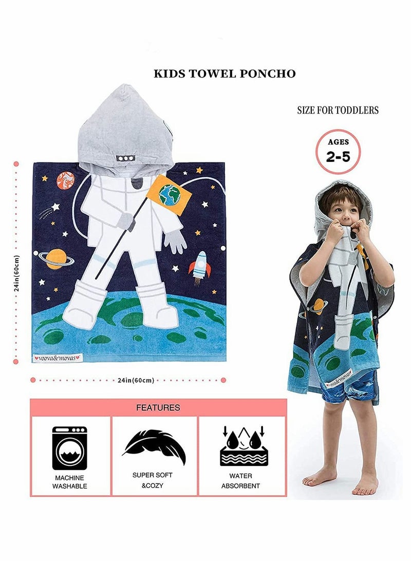 Hooded Towel for Babys Toddlers, 12 Months to 5 Years, Cotton Wrap, Super Soft Absorbent Cotton, Multi Use for Kids Bath Pool Beach Swim Bathroom Child Cover ups, Astronaut Theme