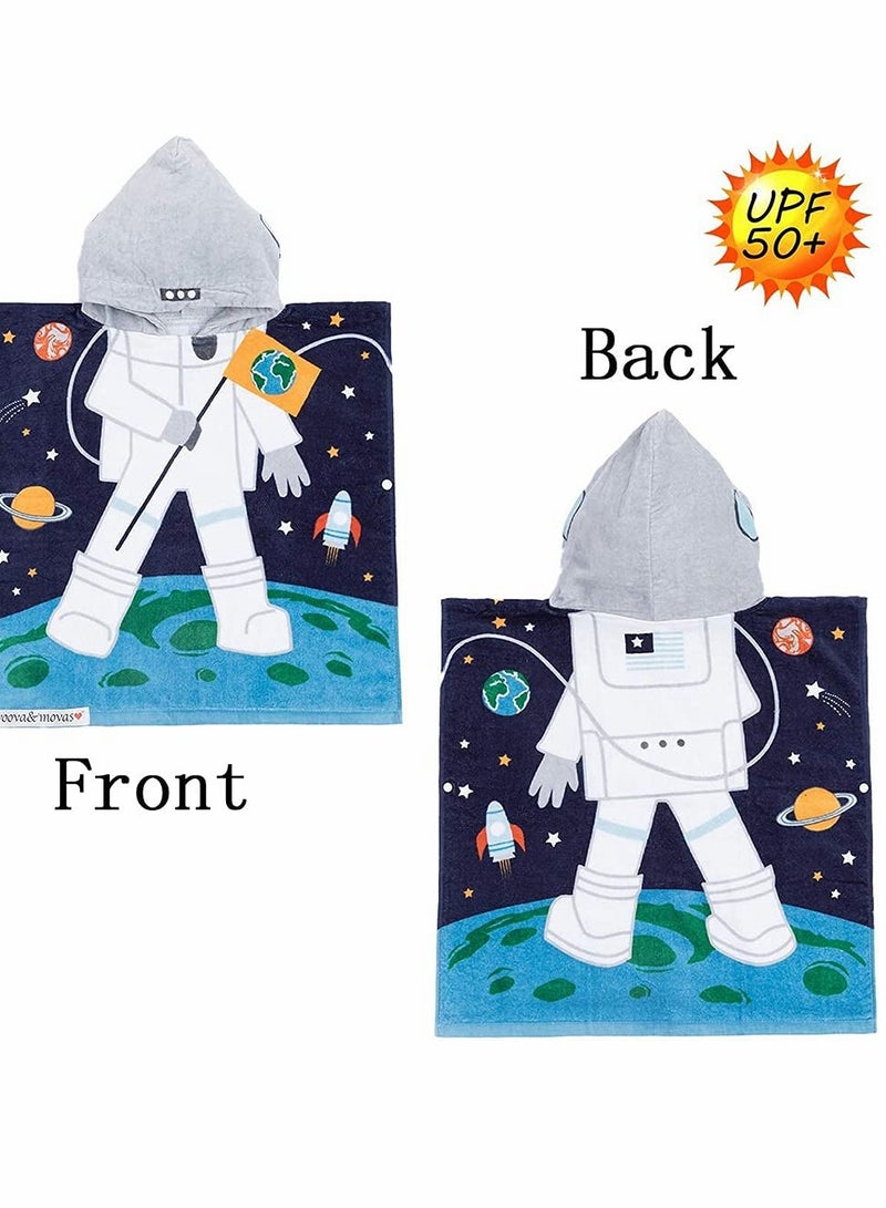 Hooded Towel for Babys Toddlers, 12 Months to 5 Years, Cotton Wrap, Super Soft Absorbent Cotton, Multi Use for Kids Bath Pool Beach Swim Bathroom Child Cover ups, Astronaut Theme