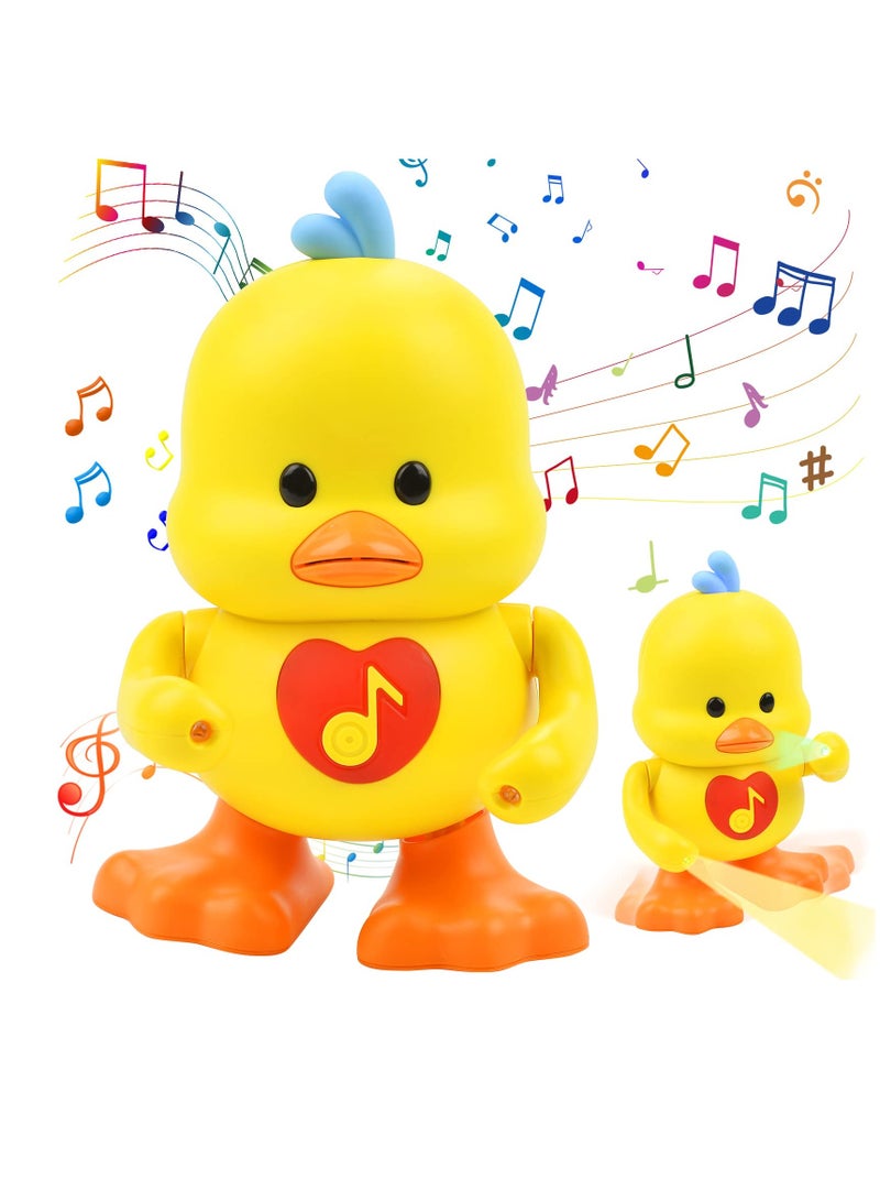 Dancing Walking Electric Duck Smart Toys with Music and LED Light Cute Cartoon Yellow Duck Children Interactive Early Learning Toy for Birthday Kids Gift Boy & Girl