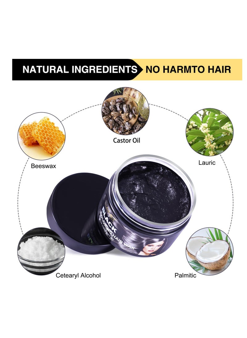 Hair Color Wax, Unisex Temporary Hair Dye Wax Colour, 120g One-time Natural Hair Spray Mud Hairstyle Cream, Washable Instant Styling Coloring Clay, for Party, Cosplay, Masquerade (Black)