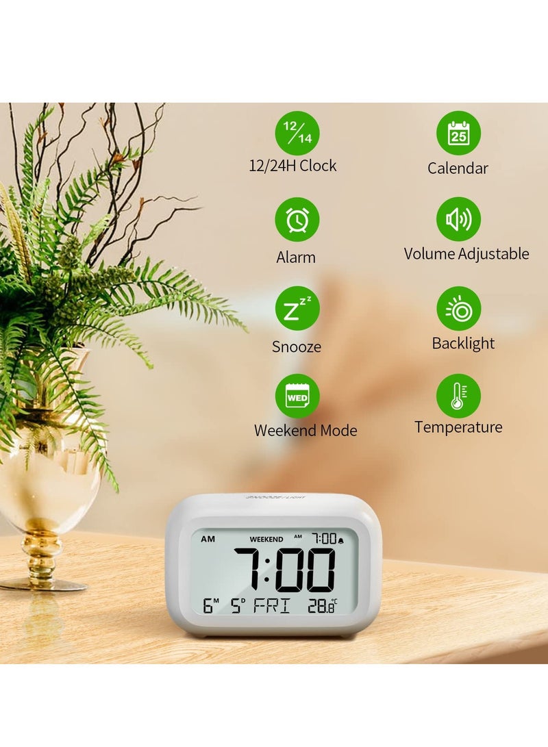 Digital Alarm Clock, Bedside Battery Powered Lcd Display Volume Adjustable Multiple Modes Alarm Clock for Bedroom Office Desk Travel
