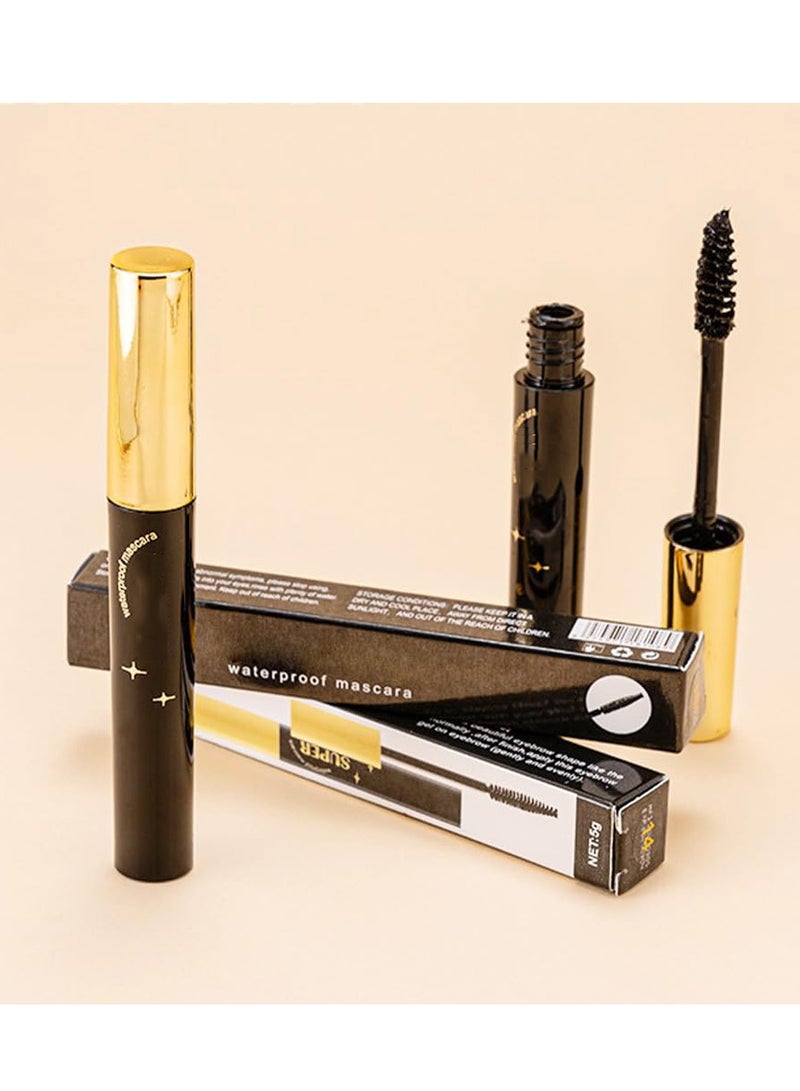 Waterproof Color Mascara, 3PCS Color Mascara Eyeliner Charming Longlasting Mascara for Eyelash Eye Makeup, Fast Dry Eyelashes Curling Lengthening Makeup Eye (White Brown Black)