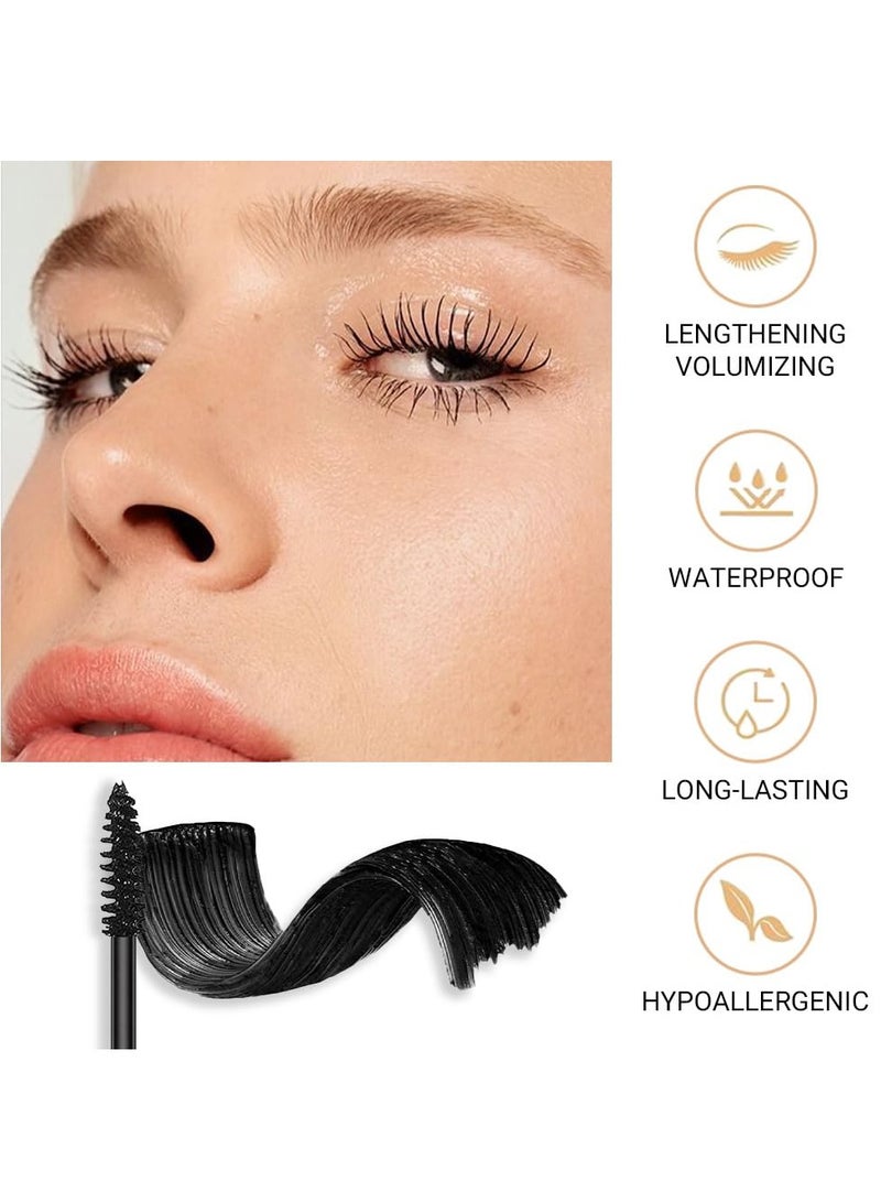 Waterproof Color Mascara, 3PCS Color Mascara Eyeliner Charming Longlasting Mascara for Eyelash Eye Makeup, Fast Dry Eyelashes Curling Lengthening Makeup Eye (White Brown Black)