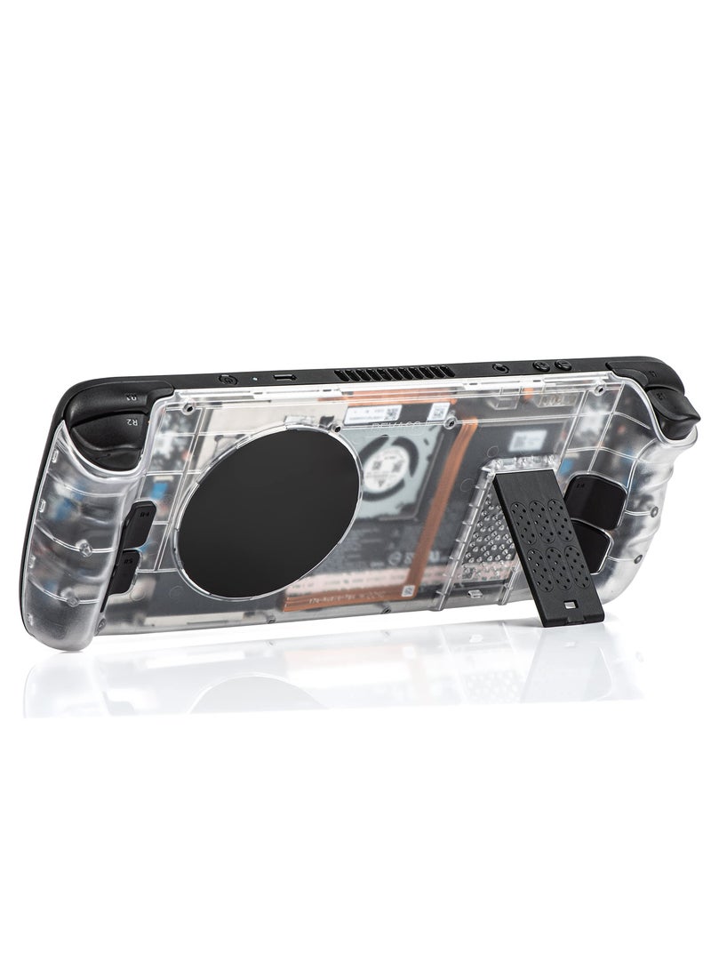 Transparent Replacement Plate for Steam Deck, Clear Shell Case Set Back Plate with Integrated Stand Transparent Protective Case with Heat-Dissipationg Transparent Shell Case for Steam Deck