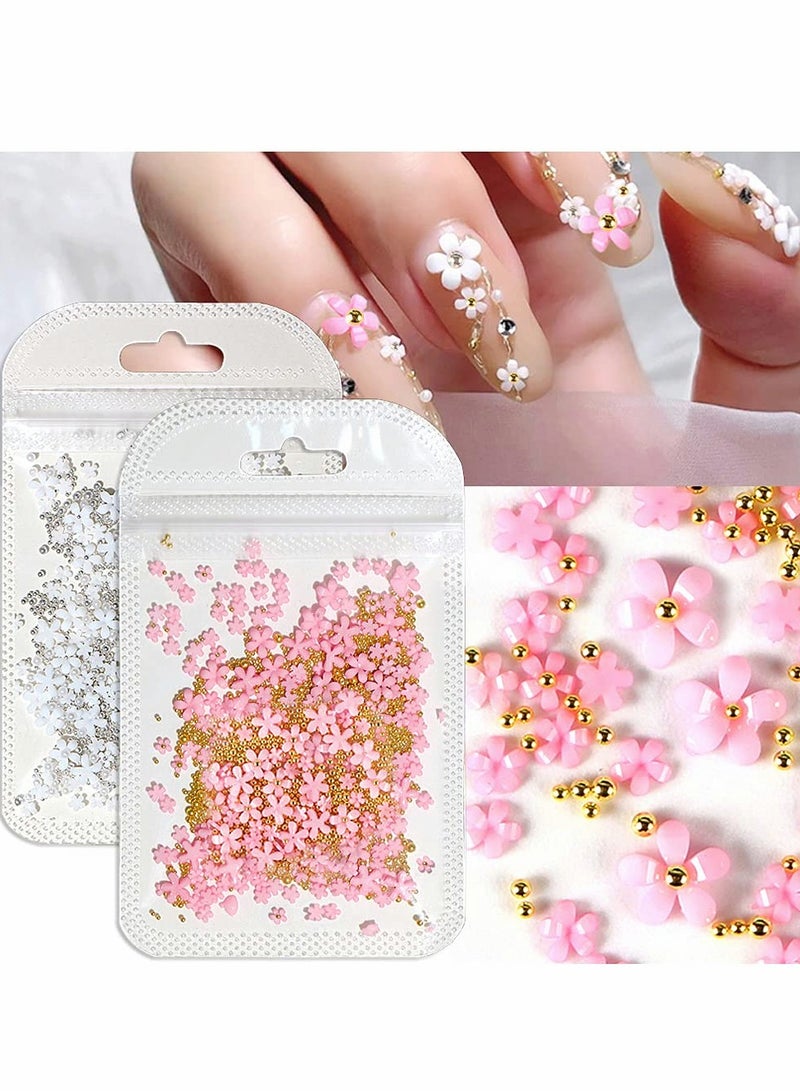 3D Flower Nail Charms, 3D Acrylic Flower Nail Charms With Nail Designs for DIY Nail Decorations Nail Art Supplies
