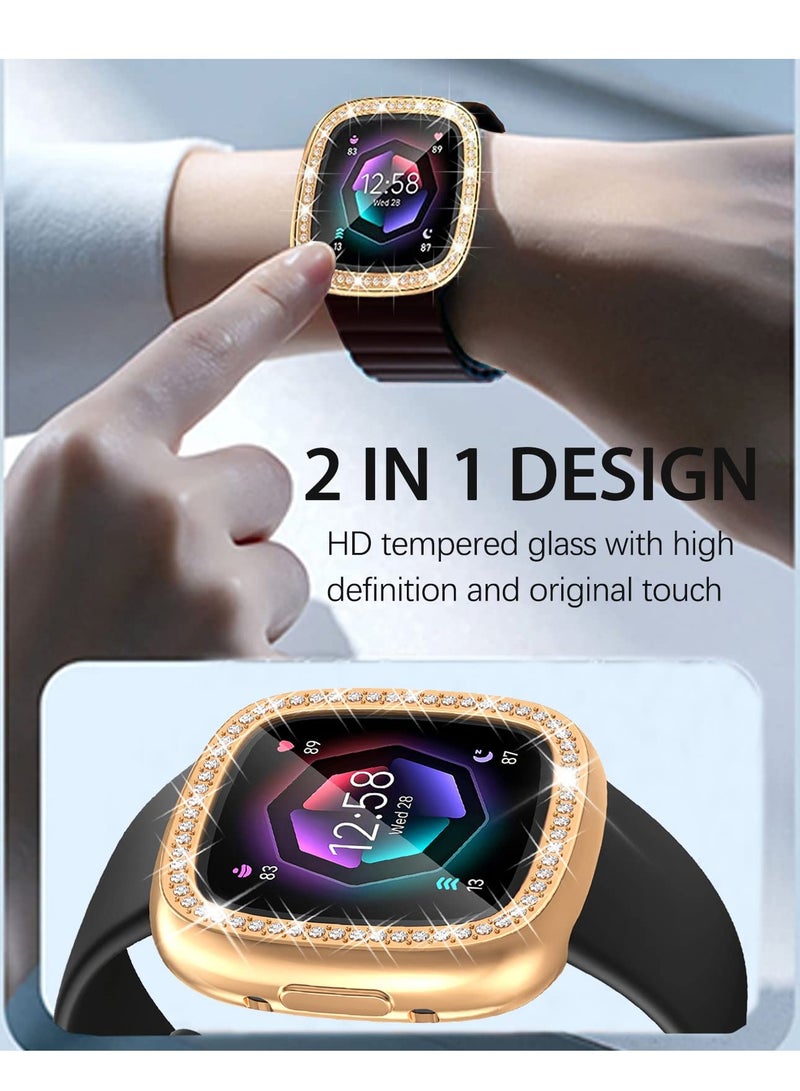 Watch Screen Case, Compatible with Fitbit Versa 4 Fitbit Sense 2 Clear Screen Protector Case Diamond Crystal Tpu Full Protective Cover Smartwatch Accessories