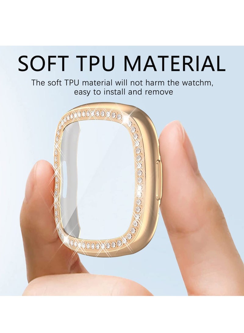 Watch Screen Case, Compatible with Fitbit Versa 4 Fitbit Sense 2 Clear Screen Protector Case Diamond Crystal Tpu Full Protective Cover Smartwatch Accessories