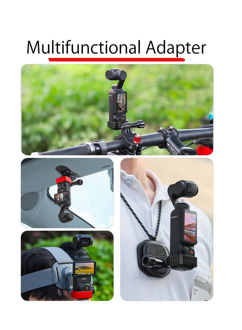 Camera Adapter Mount for DJI Osmo Pocket 3 Expansion Tripod Accessories Extension Rod Backpack Clip Bicycle Clamp Car Visor Holder