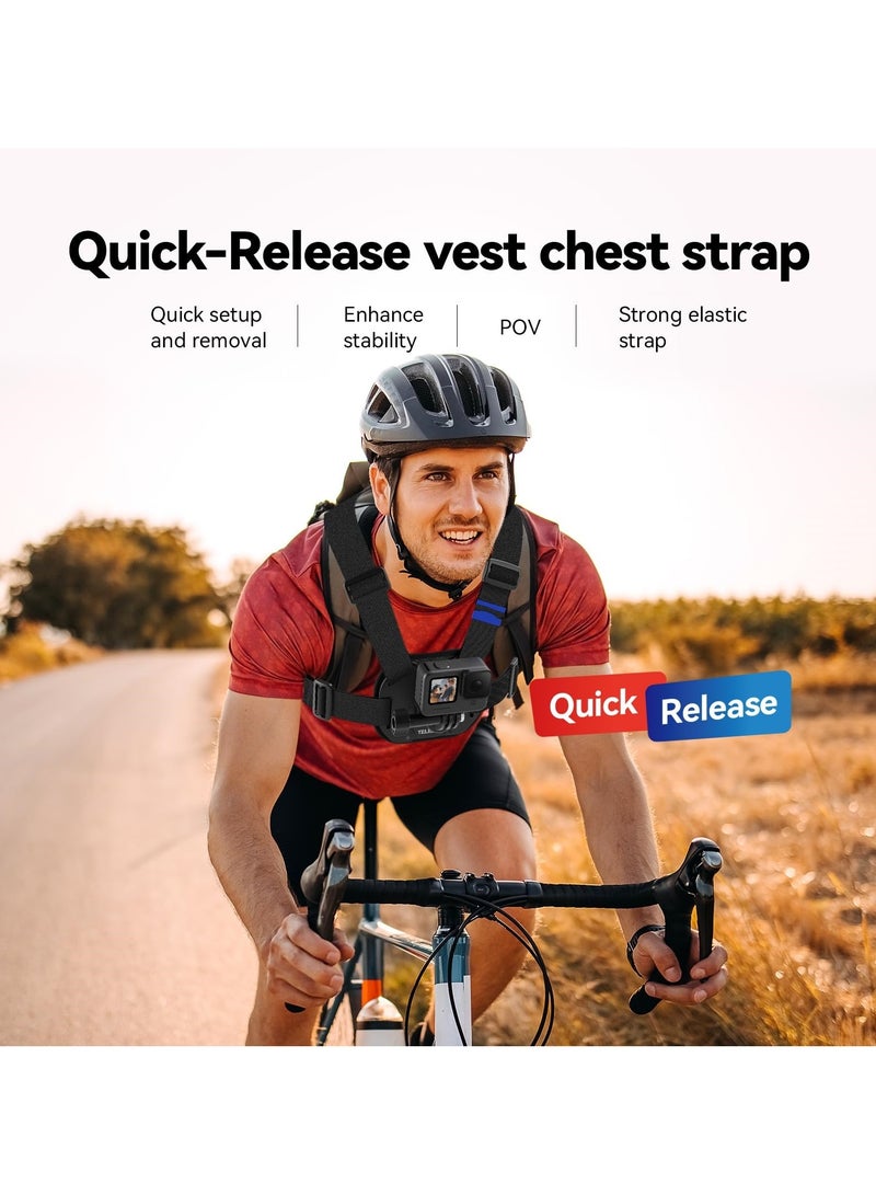 Chest Mount Harness Chest Strap with, Adjustable Chest Strap, Breathable Material, for DJI osmo and More Action Cameras