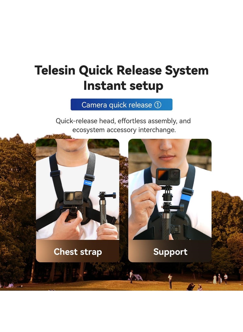 Chest Mount Harness Chest Strap with, Adjustable Chest Strap, Breathable Material, for DJI osmo and More Action Cameras